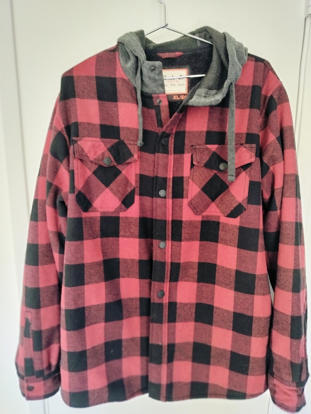 Hawke & Co Sherpa Lined Hooded Flannel Jacket Size XL Red Black Buffalo Plaid